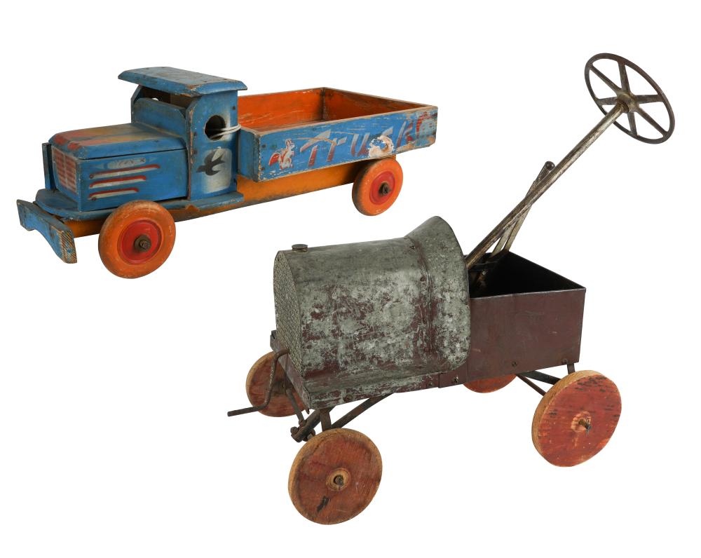 Appraisal: TWO TOY TRUCKSone wood inches wide and one metal and