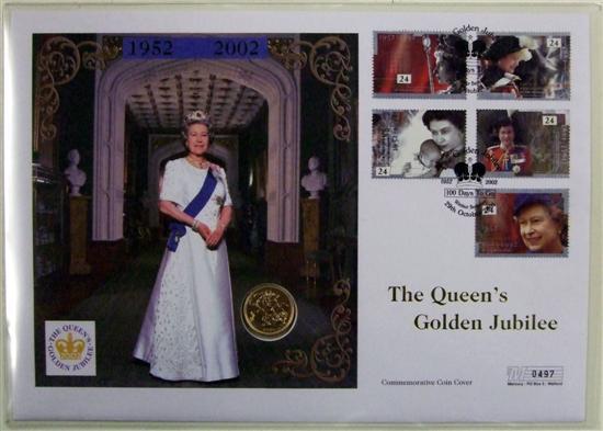 Appraisal: Gold sovereign commemorative coin cover 'The Queen's Golden Jubilee' -