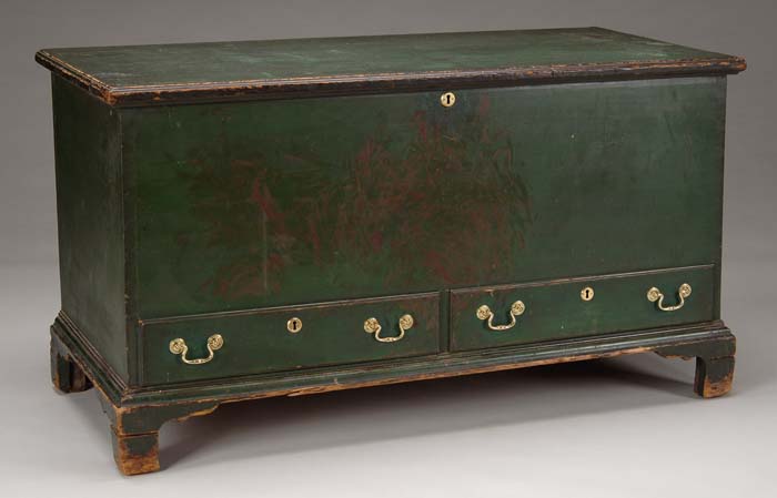 Appraisal: GOOD TWO DRAWER PENNSYLVANIA BLANKET CHEST IN OLD GREEN PAINT