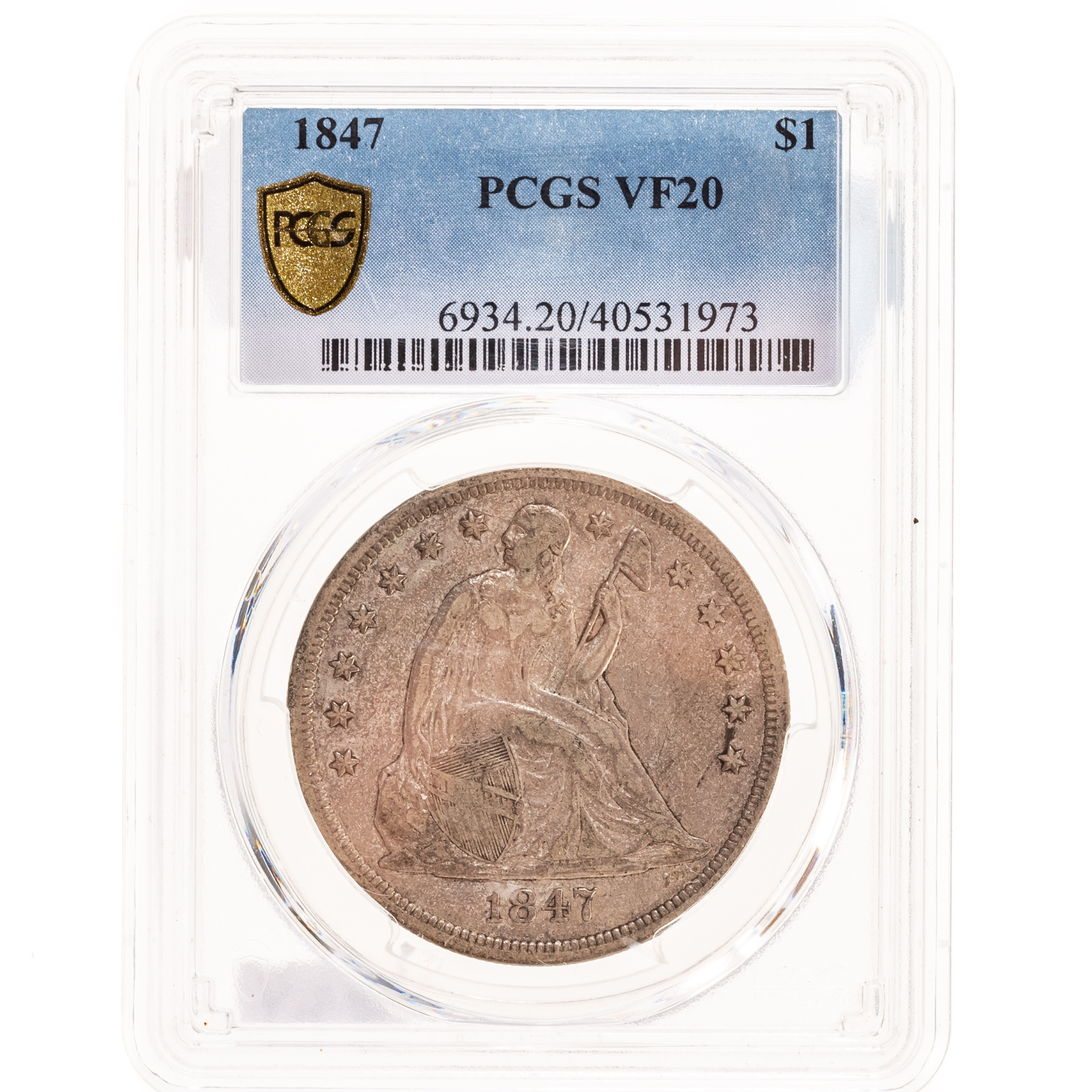 Appraisal: SEATED DOLLAR PCGS VF- Nice natural dirt-grey coin