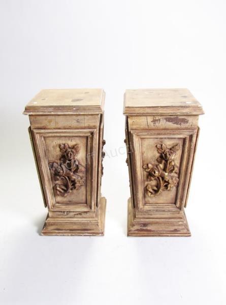 Appraisal: A pair of vintage decorator pedestals with floral decoration painted