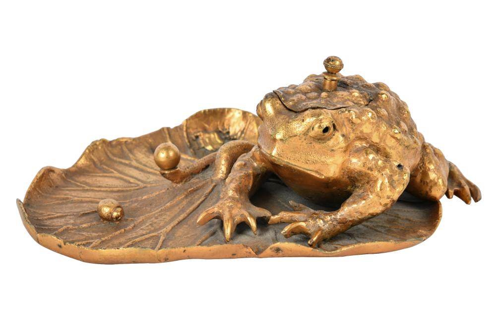 Appraisal: GILT BRONZE FROG TRAYunmarked Provenance The Eva and Loran Whitelock