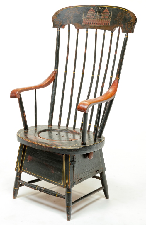 Appraisal: AMERICAN WINDSOR POTTY CHAIR First quarter th century maple and