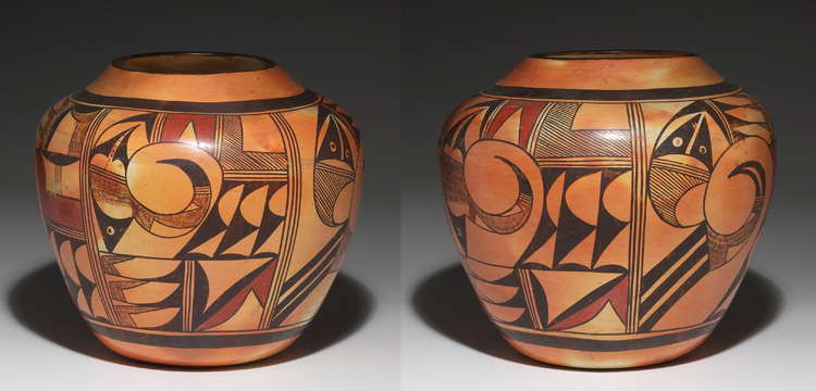 Appraisal: Hopi water jar possibly done by Frog Woman intricate painted