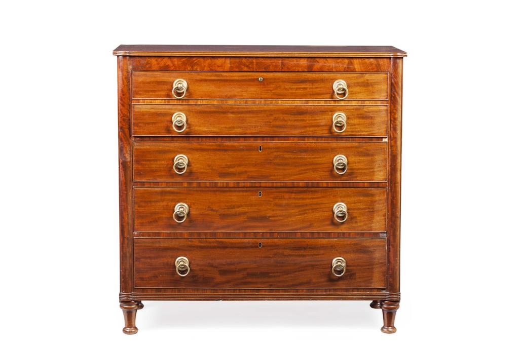 Appraisal: EARY VICTORIAN MAHOGANY AND SATIN BIRCH SECRETAIRE CHEST EARLY TH