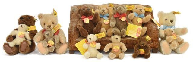 Appraisal: lot of German Steiff miniature mohair teddy bears and sofa