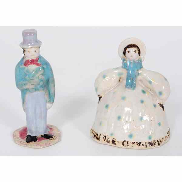 Appraisal: Overbeck Pottery Figures American Indiana s Polychromed earthenware figures of