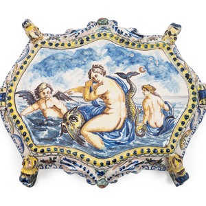 Appraisal: An Italian Maiolica Stand Height x length x width inches