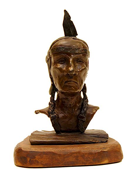 Appraisal: JHN Indian Scout Bronze Bust JHN Indian Scout Bronze Statue