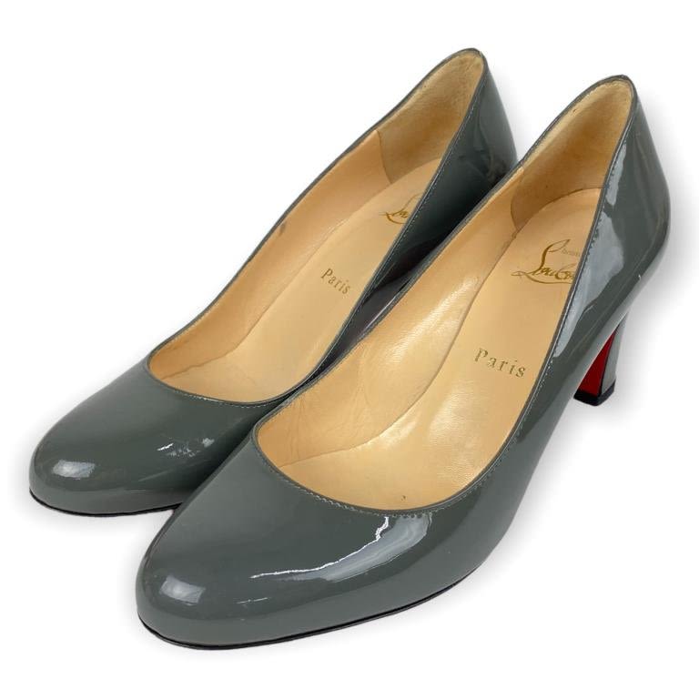 Appraisal: Christian Louboutin Gray Patent Leather ShoesWoman's Size Made In Italy