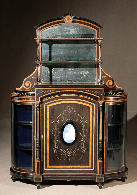 Appraisal: Victorian Aesthetic Movement Blue Jasper Inset and Brass Mounted Burlwood