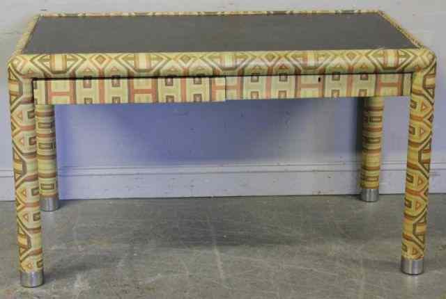 Appraisal: Karl Springer Midcentury Aztec DeskAztec pattern with drawers A great