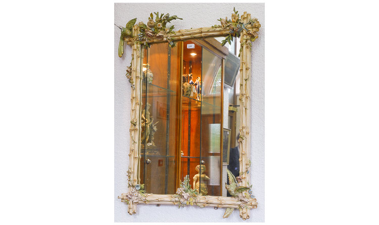 Appraisal: Large Plaster Framed Mirror The Frame Realistically Modelled As Bamboo