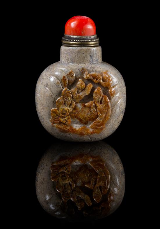 Appraisal: Sale Lot A Carved Hardstone Snuff Bottle of rounded form