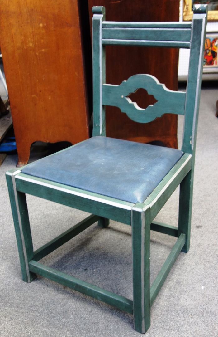 Appraisal: A set of nine green painted Gothic Revival dining chairs