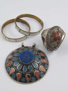 Appraisal: A Middle Eastern white metal seal ring the hardstone seal