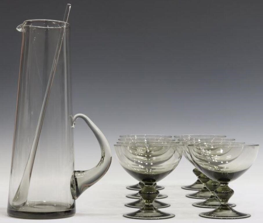 Appraisal: lot of Mid-century modern smoked glass drinks service possibly Morgantown