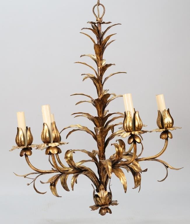 Appraisal: Gilt decorated tole palm leaf form Hollywood Regency style hanging