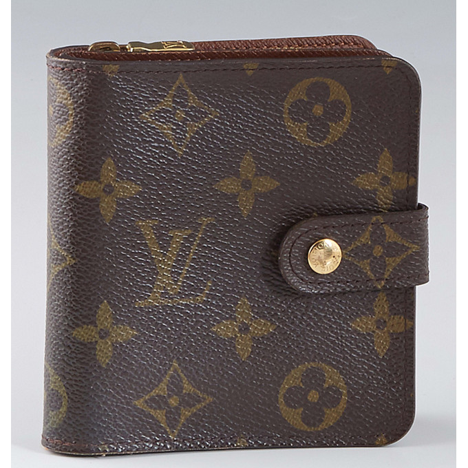 Appraisal: Louis Vuitton Compact PM Zip Wallet in brown monogram coated