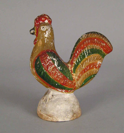 Appraisal: American chalk rooster th c retaining a red green and