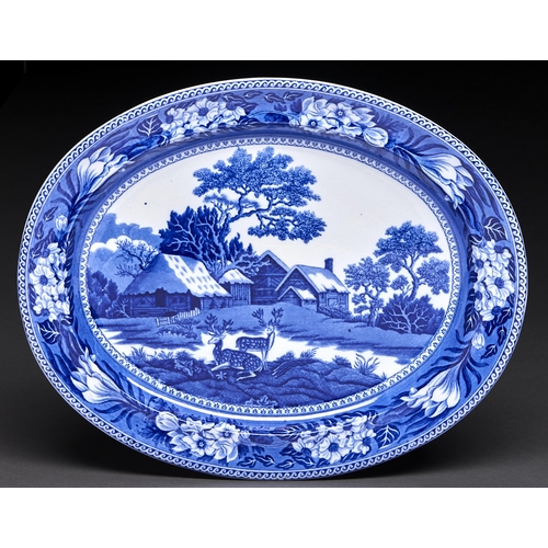 Appraisal: A Wedgwood blue printed earthenware Fallow Deer pattern meat dish