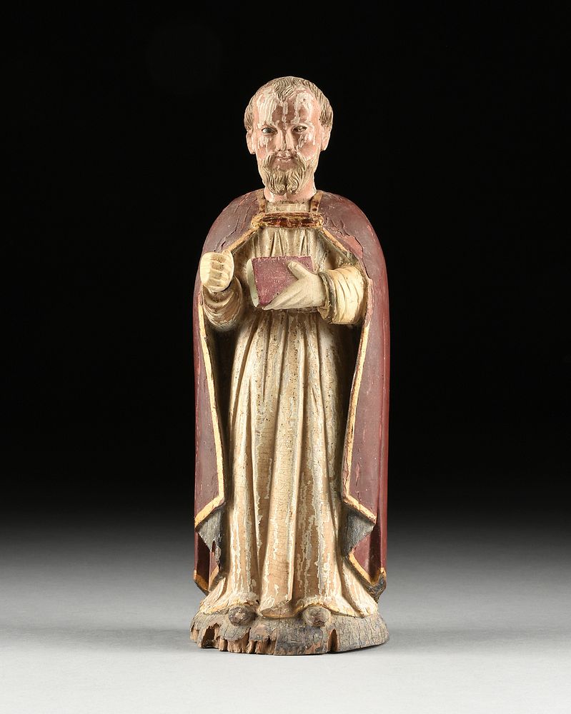 Appraisal: A PAINTED WOOD SANTO OF ST NICHOLAS THE MIRACLE WORKER