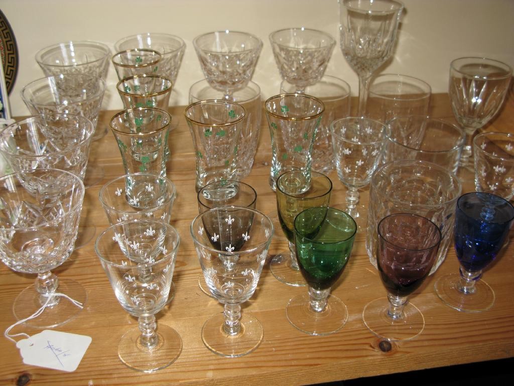 Appraisal: A set of seven cut wine glasses and other glassware