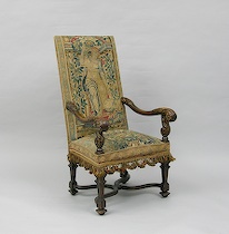 Appraisal: Tapestry Upholstered Arm Chair ca late th th Century Covered