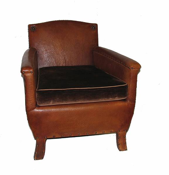 Appraisal: A French small leather upholstered club chair height in width