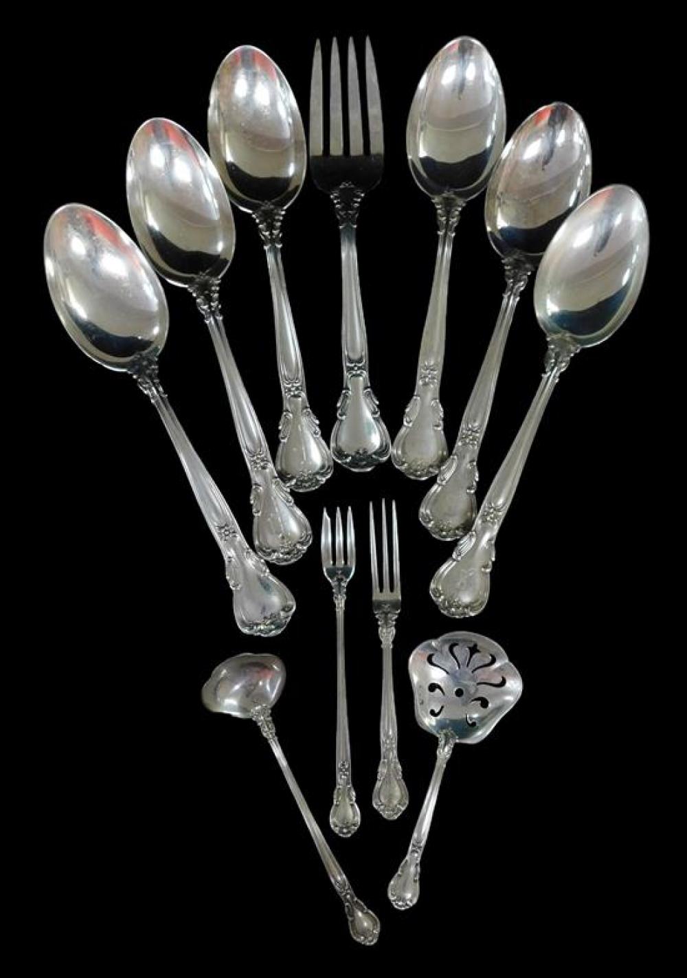 Appraisal: STERLING Gorham Chantilly pattern flatware eleven pieces pat marked sterling