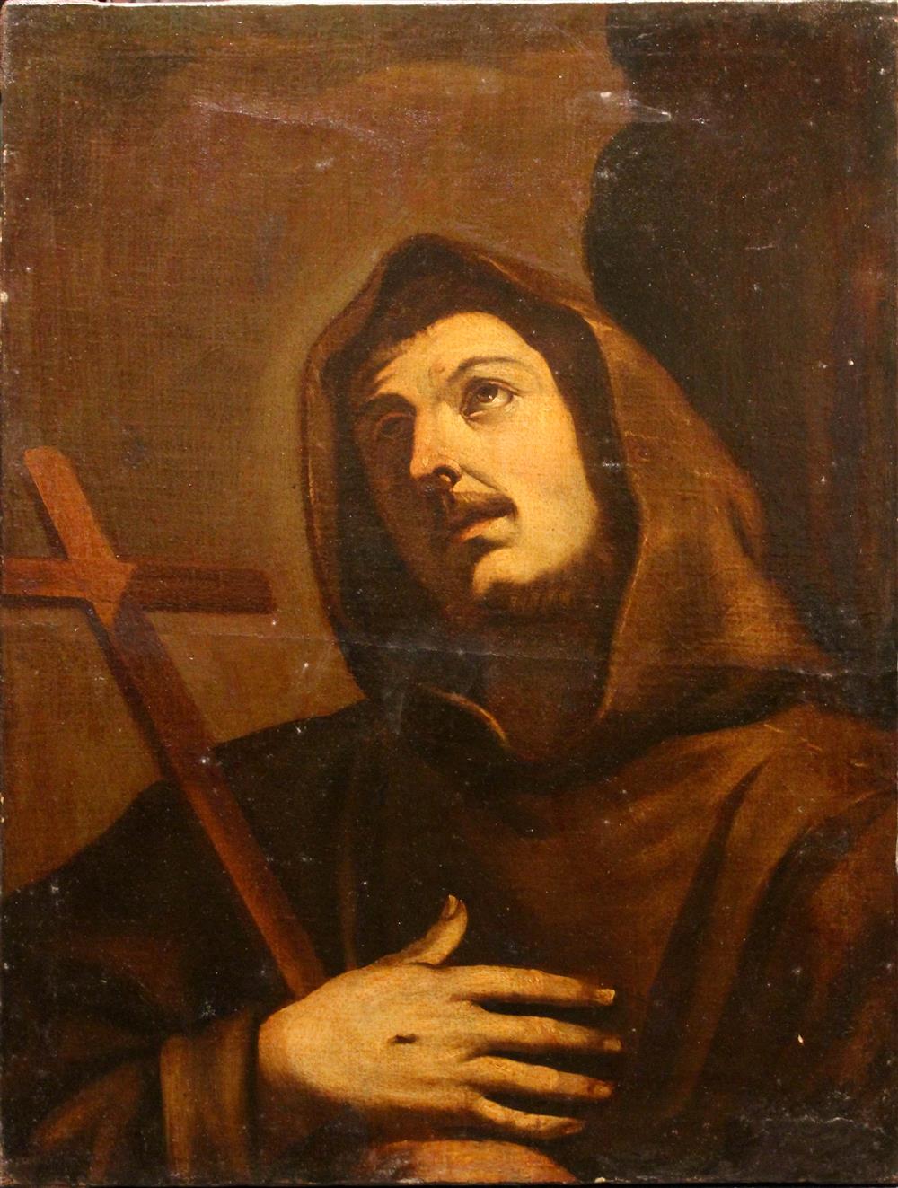 Appraisal: CONTINENTAL SCHOOL SAINT FRANCIS Oil on canvas x in