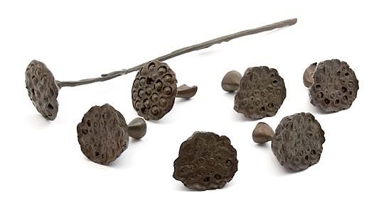 Appraisal: A Set of Seven French Bronze Models of Lotus Pods