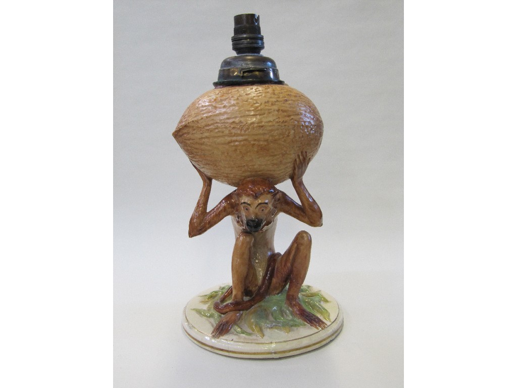 Appraisal: Wedgwood earthenware monkey figural table lamp def