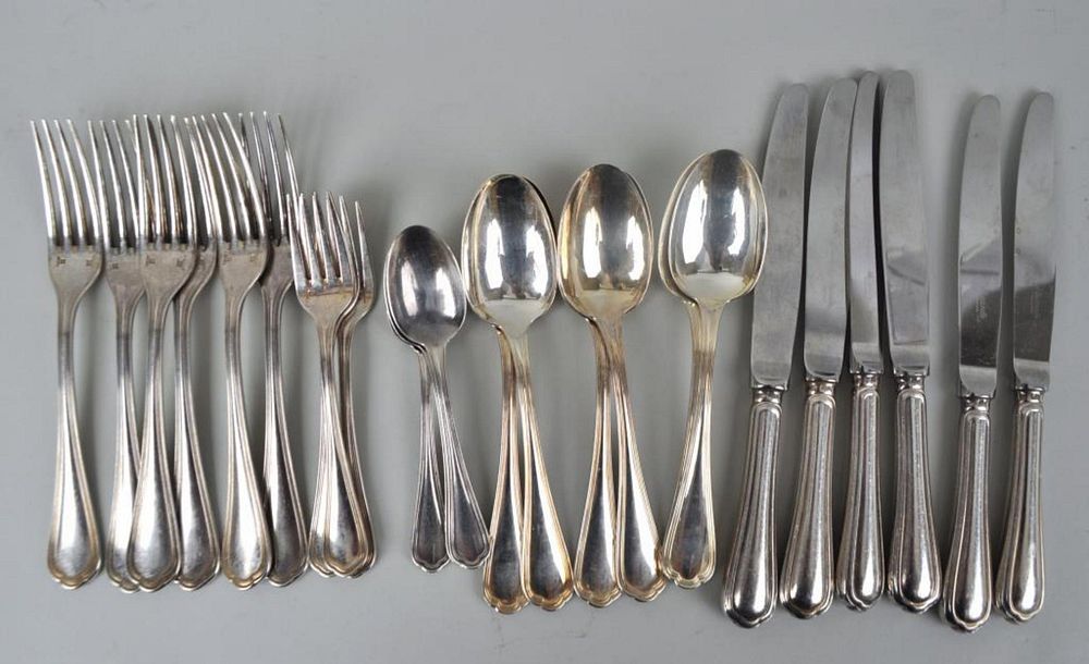 Appraisal: Christofle Silver Plate Partial Flatware Service in the Spatours pattern