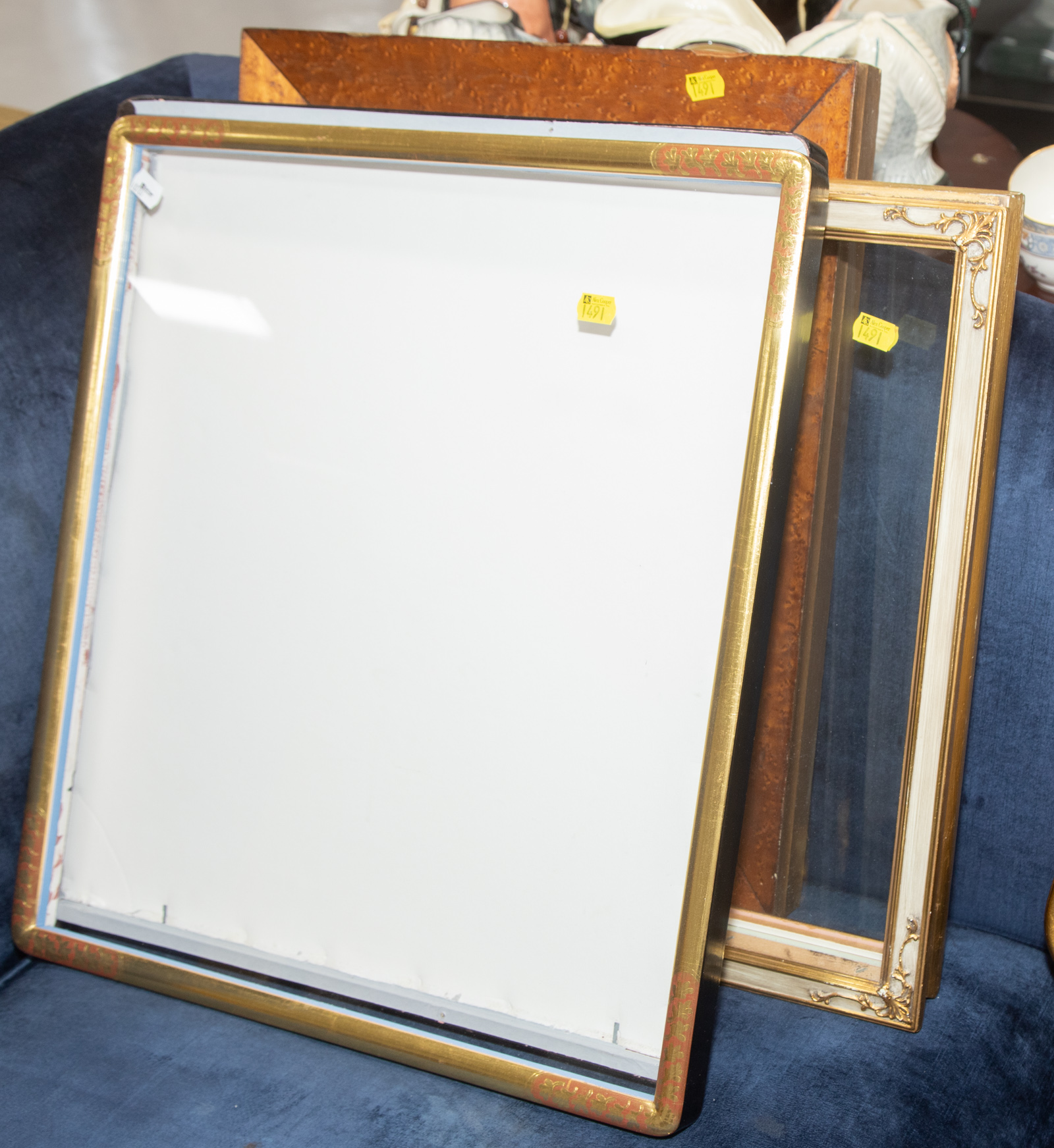 Appraisal: TWO PAIRS OF MODERN FRAMES With Antique Birds Eye maple