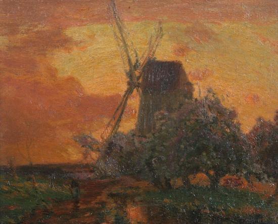 Appraisal: GUSTAVE ADOLPH WIEGAND American - WINDMILL AT SUNSET signed lower