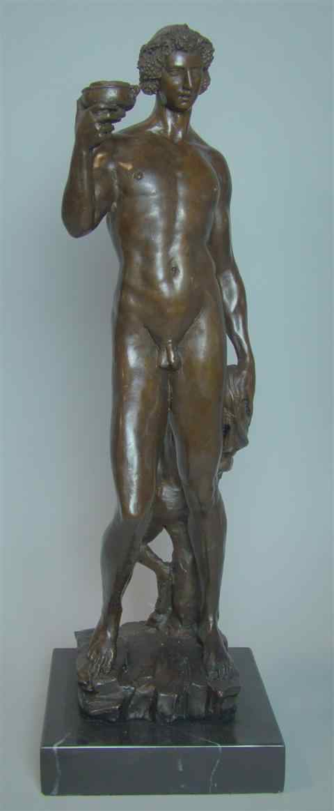 Appraisal: BRONZE BACCHUS AND BOY signed Enacepe above a marble base