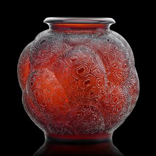 Appraisal: LALIQUE Rare Tortues vase amber glass LALIQUERare Tortues vase France