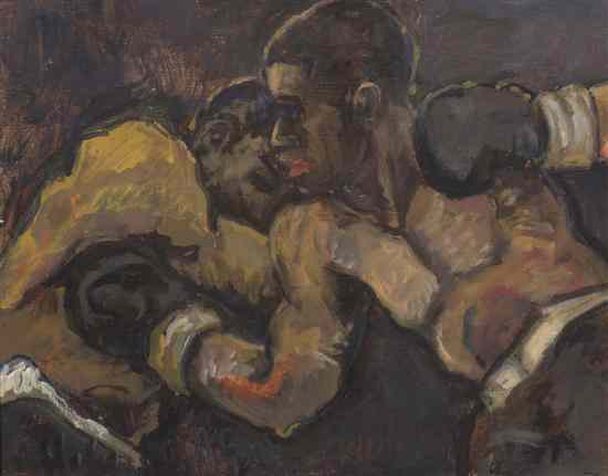 Appraisal: A Smith American th century The Boxers oil on masonite