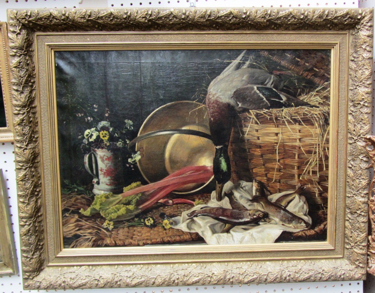 Appraisal: English School th century Still life of fish dead game