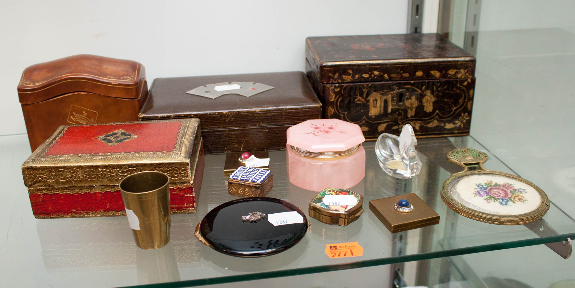 Appraisal: Assorted decorative items including trinket boxes card box pill boxes