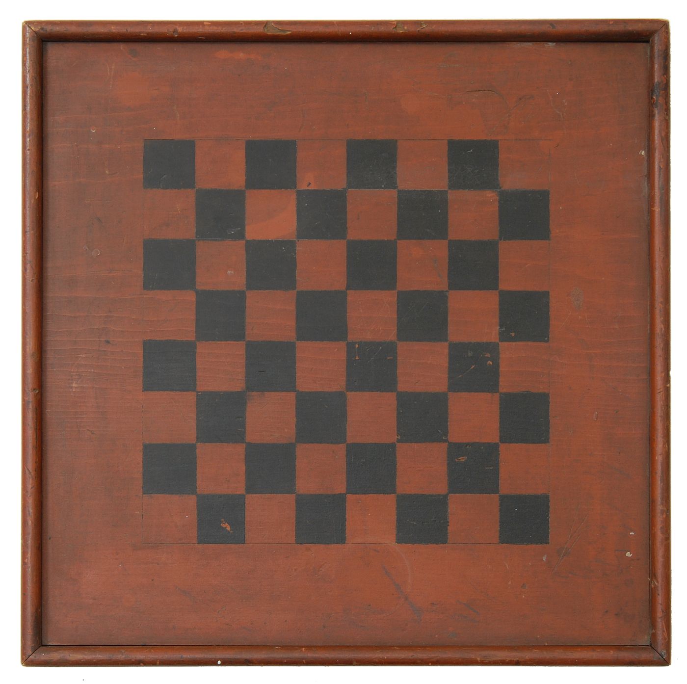 Appraisal: PAINTED WOODEN GAME BOARD th CenturyIn pine with original red