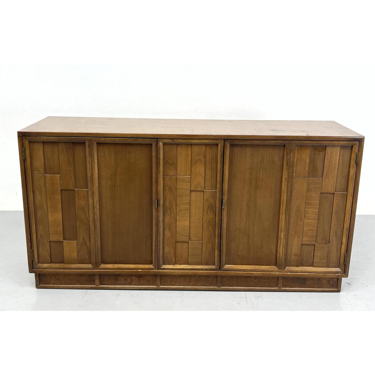 Appraisal: KROEHLER American Modern Walnut Credenza Block panel door fronts Marked