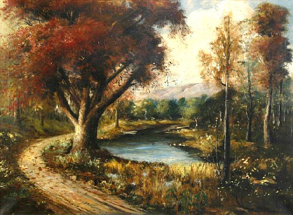 Appraisal: Robert Wood American British - Path by the River signed