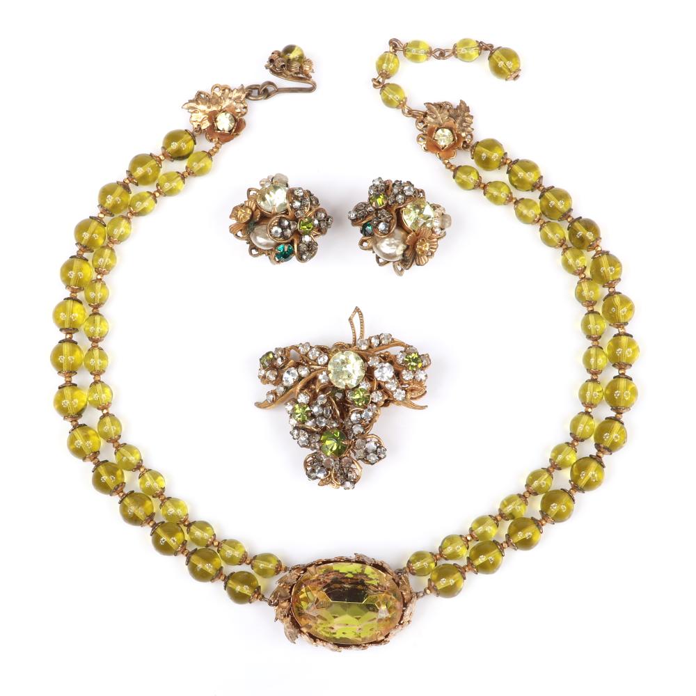 Appraisal: MIRIAM HASKELL PC DOUBLE STRAND CITRINE GLASS BEAD NECKLACE WITH