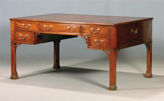 Appraisal: George III style mahogany partner's desk molded top with tooled