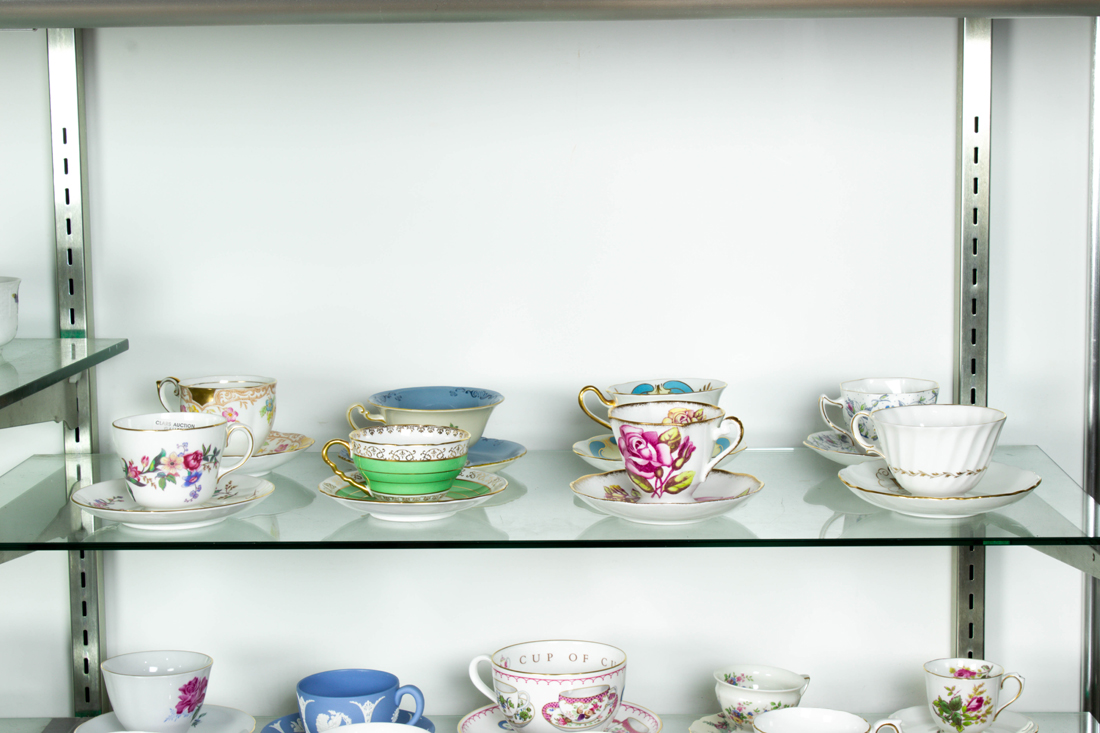 Appraisal: THREE SHELVES OF PORCELAIN Three shelves of porcelain consisting of