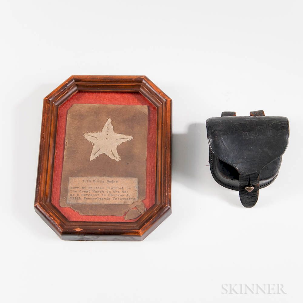 Appraisal: Cap Box and Corps Badge Worn by William Hasbrook Company