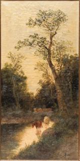 Appraisal: J D Bossi Italian th C Antique bucolic wooded landscape