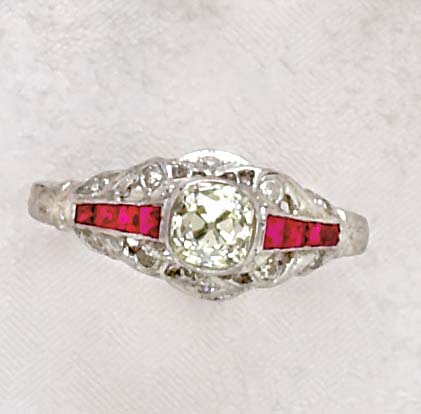 Appraisal: DIAMOND AND RUBY RING k white gold ruby and diamond